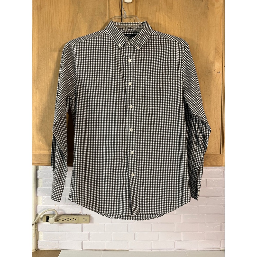 Nat Nast Gingham Button‎ Down Shirt Mens M Black White Long Sleeve